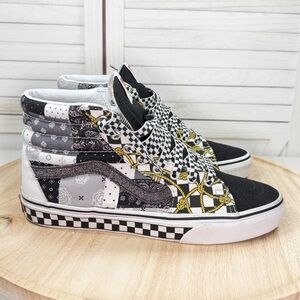 Vans SK8 Hi Patchwork Checkerboard Glitter Stripe Sneakers 8.5‎ Men 10 Women